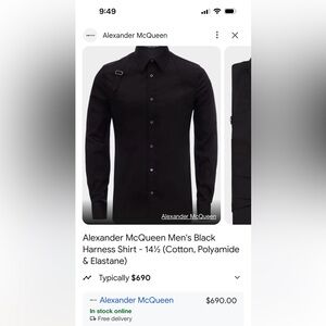 Alexander McQueen Men’s Harness Shirt - Dark Blue